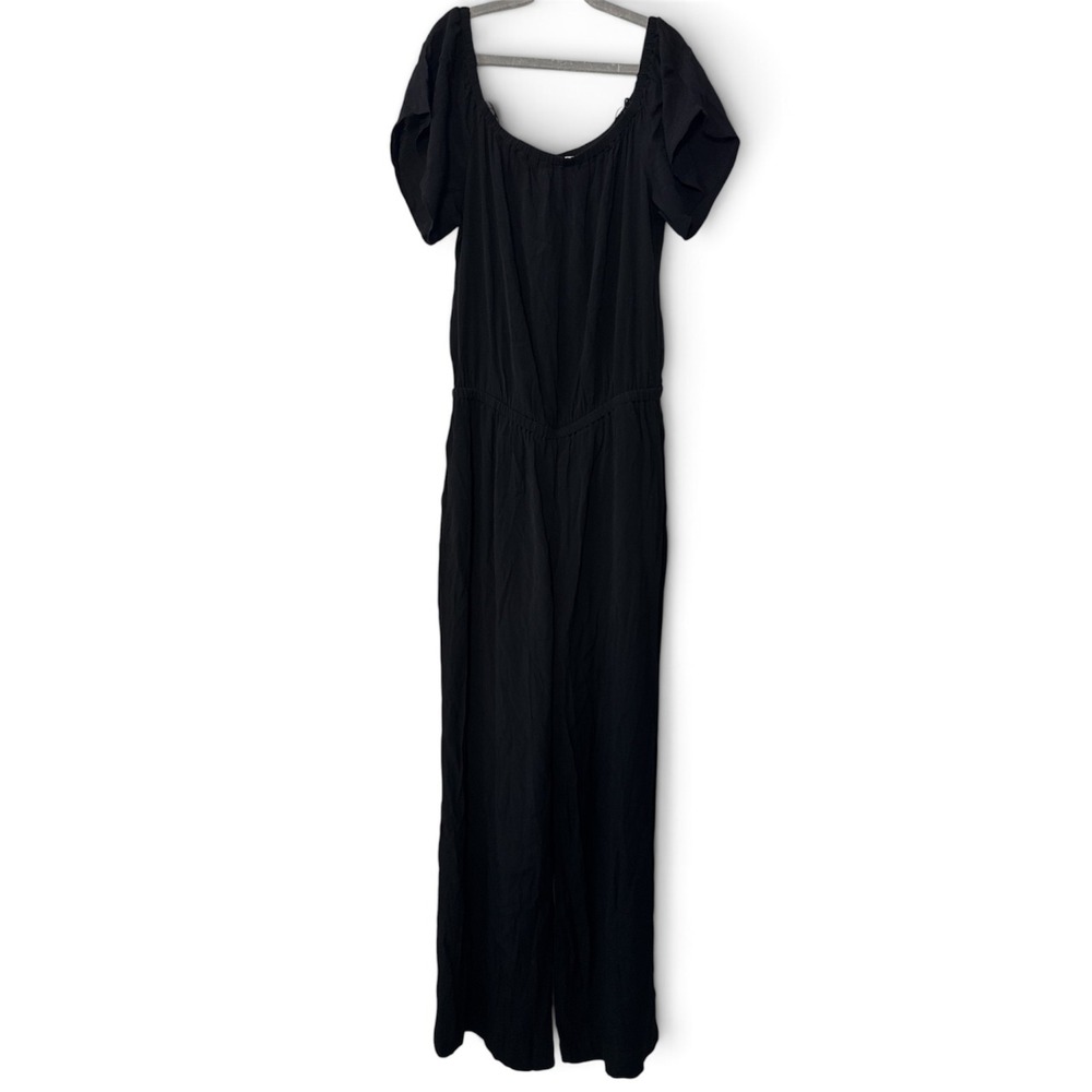 Charles Henry Black Wide Leg Jumpsuit Women's M Flutter Sleeve Minimalist Size M